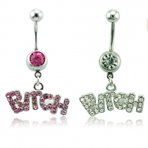 Fashion Delicate Rhinestone Letters Shaped Belly Button Ring 