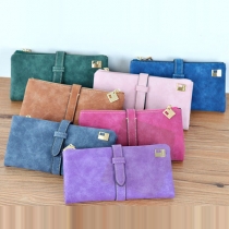 Fashion Elegant Solid Color PU Hasp Long Wallet 