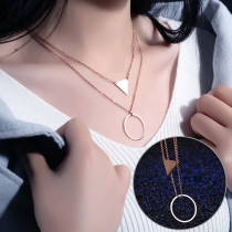 Fashion Triangle Hoop Pendant Double-layer Necklace
