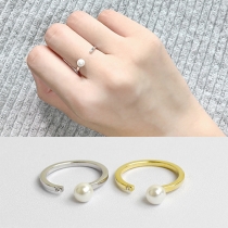 Fashion Delicate Adjustable Pearl Zircon Open-end Ring 