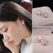 Fashion Delicate Lovely Sonwflake Pentagram Shaped Stud Earring 