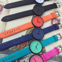 Fashion Candy Color Canvas Watchband Round Dial Quartz Watch