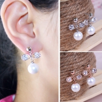 Fashion Rhinestone Inlaid Pearl Earrings