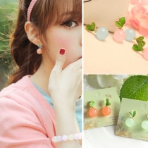 Fresh Style Green Leaves Colored Bead Stud Earrings