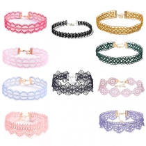 Fashion Multi colors Hollow Out Lace Choker Necklace-10 Piece Set