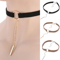 Fashion Alloy Stick Tassel Pendant Choker Necklace 