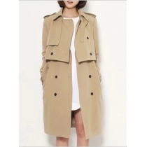 Trendsetting Chic Solid Color Lapel Double Breast Trench Coat With Three Wear Law