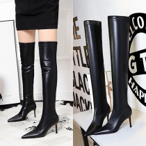 Sexy High-Heeled Pointed-toe Side-zipper Over-the-knee Boots