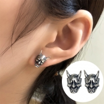 Retro Style Silver-tone Skull Head Shape Stud Earrings