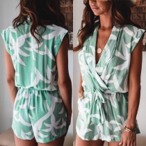 Sexy Floral Printed V-neck Sleeveless Romper