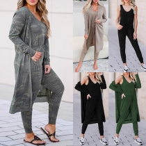 Casual Two-piece Set Consist of Cardigan and Jumpsuit