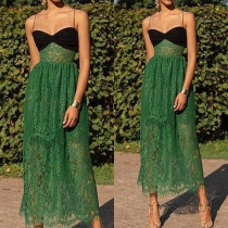 Sexy Sweetheart Contrast Color Lace Slip Dress
