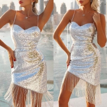 Sexy Bling-bling Sweetheart Tassel Bodycon Party Dress
