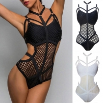 Sexy Net Spliced Lingerie Bodysuit