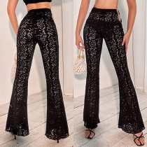 Sexy Semi-through High Waist Wide-leg Pants