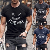 Fashion Round Neck Short Sleeve Printed Shirt for Men