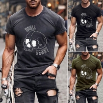 Fashion Round Neck Short Sleeve Skull Printed Shirt for Men