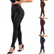 Fashion Lace Spliced High-waist Legging for Yoga Running