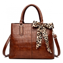 Fashion Artificial Leather Leopard Bowknot Handbag