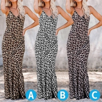 Fashion Leopard Printed Long Slip Dress