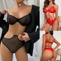 Sexy Chain Cutout Three-piece Lingerie Set