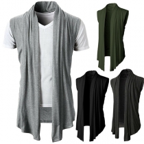 Fashion Solid Color Sleeveless Cardigan for Men