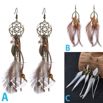 Bohemian Style Feather Tassel Earrings