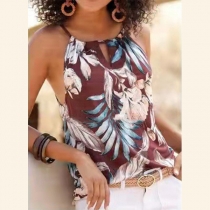 Bohemia Style Floral Printed Sleeveless Shirt
