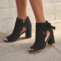 Fashion Faux Suede Lace-up Bowknot  Heels