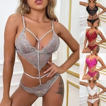 Fashion Semi-through Lace O-ring Backless Lingerie Cami  Bodysuit