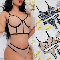 Sexy Lace Spliced Two-piece Sheer Lingerie Set