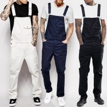 Casual Style Solid Color Relaxed-fit Mens Overalls