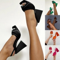 Fashion Open Square-toe Chunky Heels