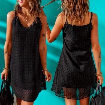 Fashion Jacquard Black Slip Dress