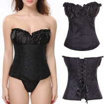 Sexy Ruched Sweetheart Neckline Strapless Lace-up Corset
