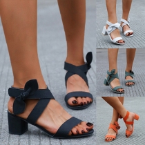 Fashion Open-toe Cross-criss Bowknot Block Heels