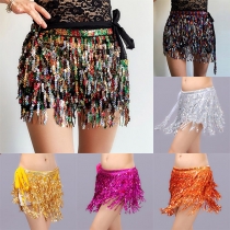 Sexy Bling-bling Sequin Tassel Mini Dancing Skirt