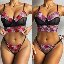 Sexy Floral Embroidered Two-piece Lingerie Set