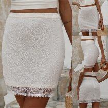 Elegant White Lace Slim-fit Skirts