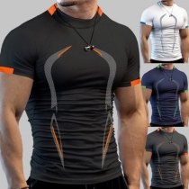 Fashion Printed Round Neck Short Sleeve Sport Shirt for Men