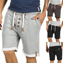 Casual Buttoned Drawstring Sport Shorts for Men