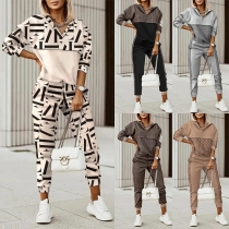 Fashion Printed Two-piece Set Consist of Hoodie and Pantss
