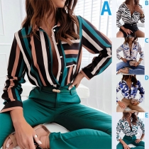 Fashion Printed Buttoned Long Shirt Shirt