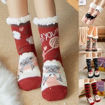 Fashion Printed Plush Lined Floor Socks