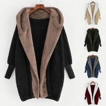 Casual Plush Lined Long Sleeve Hooded Jacket