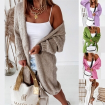 Fashion Solid Color Long Sleeve Cardigan