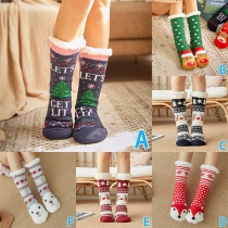 Fashion Plush Lined Christmas Socks Floor Socks