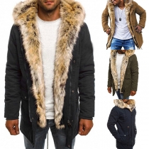Fashion Artificial Fur Lined Coat for Men