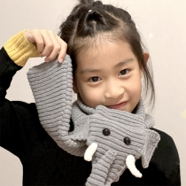 Cute Cartoon 3D Elephant Knitted Scarf for Women and Children