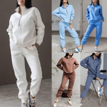 Fashion Two-piece Sport Set Consist of Half-zipper Sweatshirt and Sweatpants